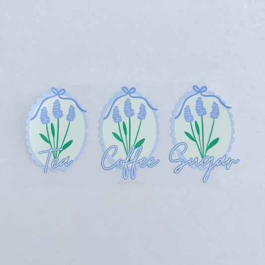 Tea, Coffee & Sugar Canister | UVDTF Wrap Set | Design 8