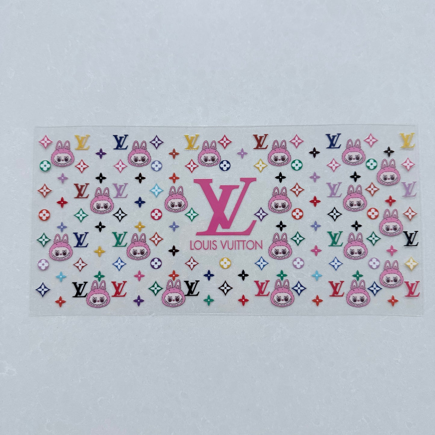 Single Sided UV DTF Wrap 16oz Tumbler Transfer (24cm x 11cm) designer lv multicolour labubu