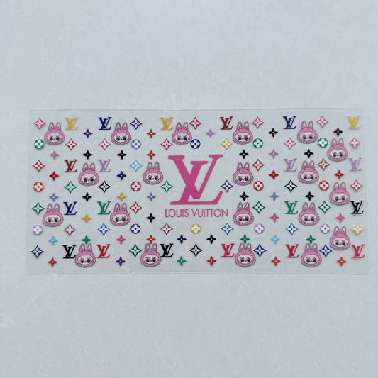 Single Sided UV DTF Wrap 16oz Tumbler Transfer (24cm x 11cm) designer lv multicolour labubu