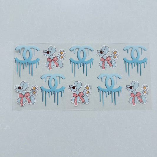 Single Sided UV DTF Wrap 16oz Tumbler Transfer (24cm x 11cm) designer CC balloon dog