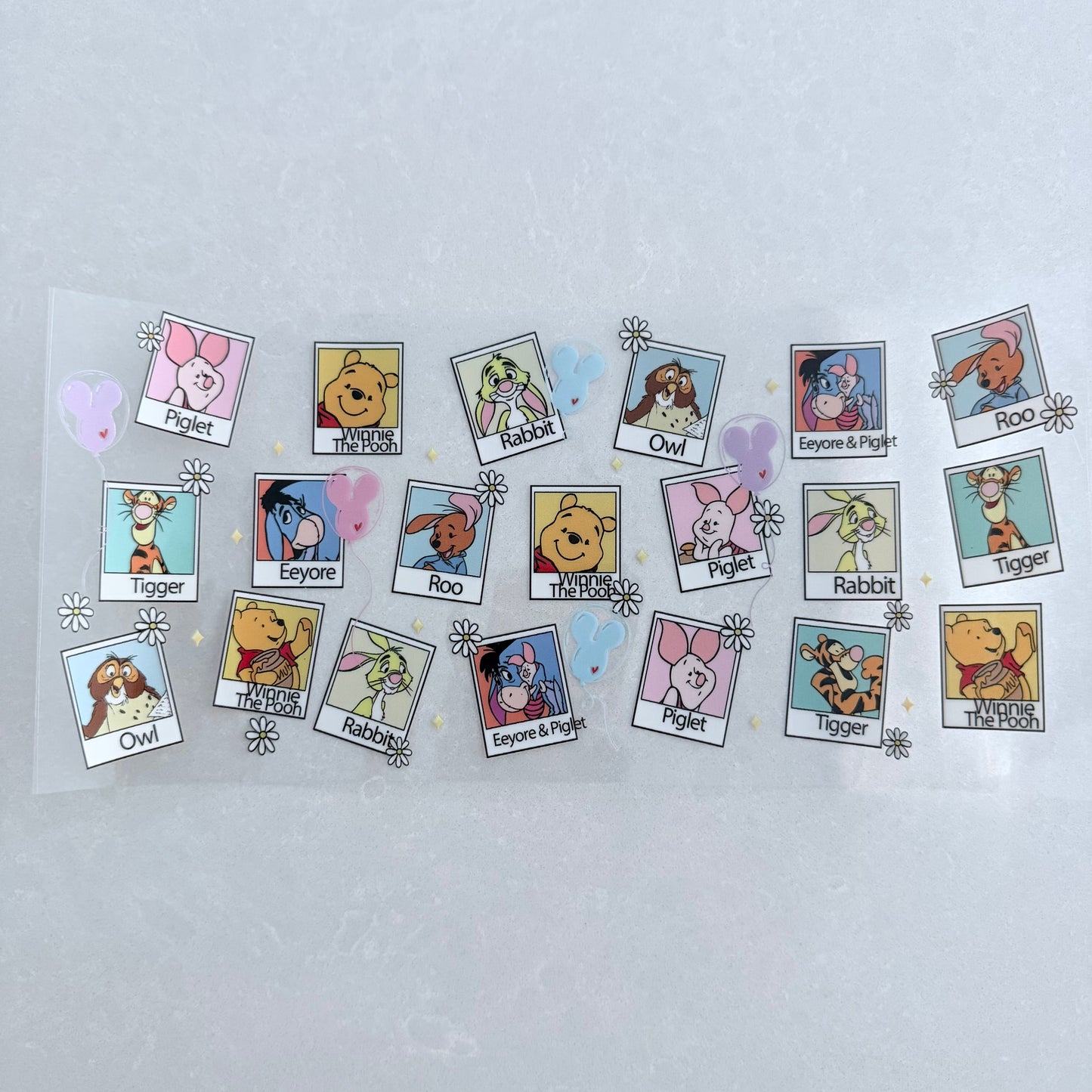 Single Sided UV DTF Wrap 16oz Tumbler Transfer (24cm x 11cm) honey bear and friends Polaroid