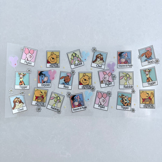 Single Sided UV DTF Wrap 16oz Tumbler Transfer (24cm x 11cm) honey bear and friends Polaroid