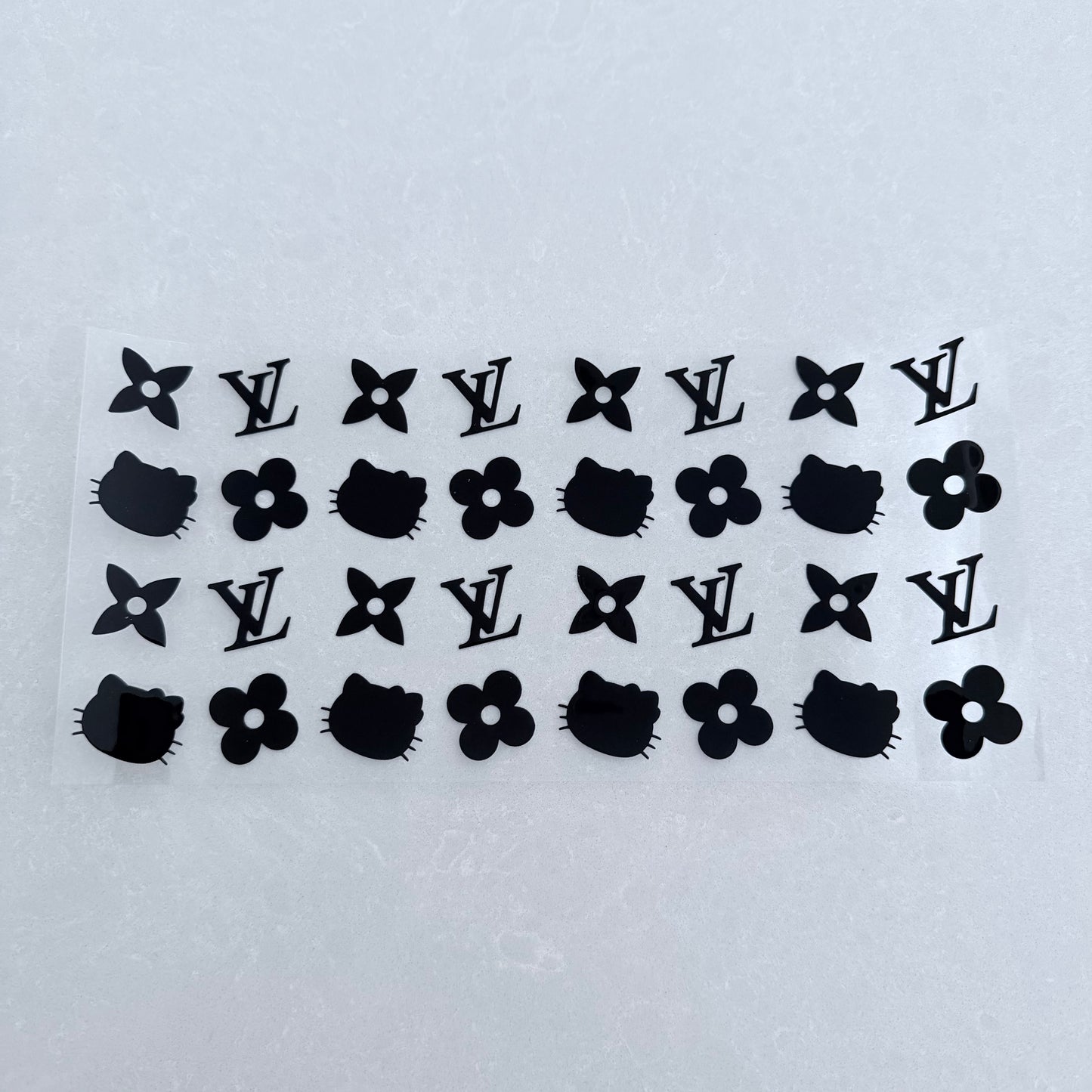 Single Sided UV DTF Wrap 16oz Tumbler Transfer (24cm x 11cm) designer kitty lv black