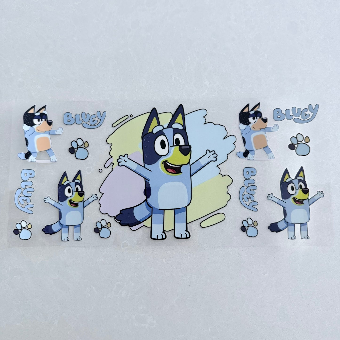 Single Sided UV DTF Wrap 16oz Tumbler Transfer (24cm x 11cm) blue dog