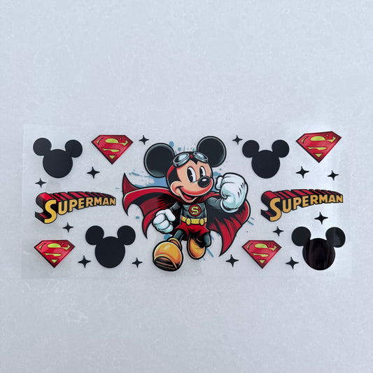 Single Sided UV DTF Wrap 16oz Tumbler Transfer (24cm x 11cm) boy mouse superman