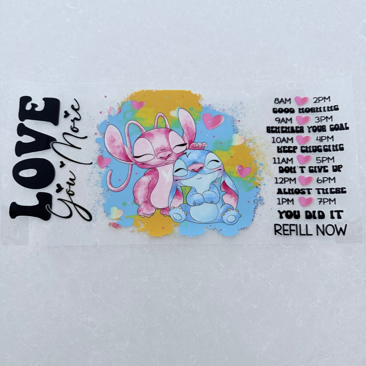 Single Sided UV DTF Wrap 16oz Tumbler Transfer (24cm x 11cm) blue & pink alien hydration