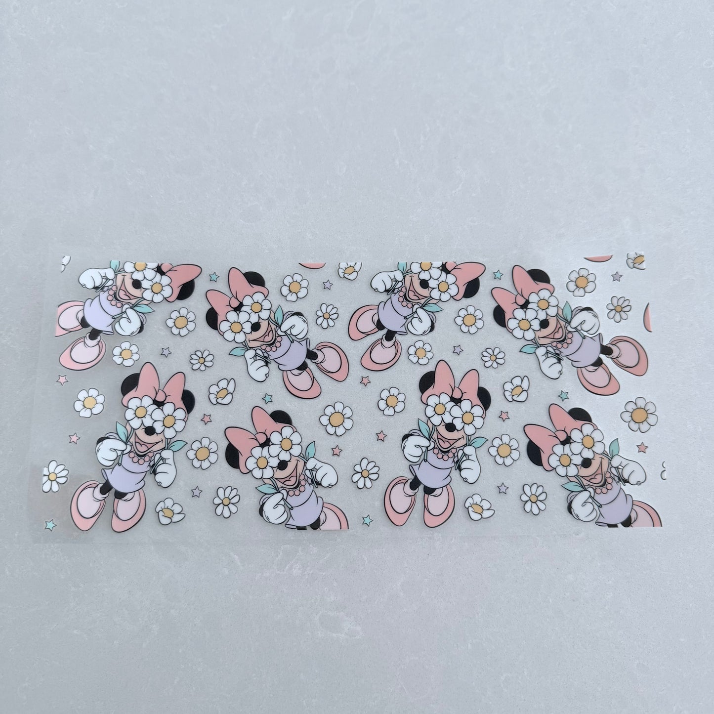 Single Sided UV DTF Wrap 16oz Tumbler Transfer (24cm x 11cm) girl mouse daisies cutsie