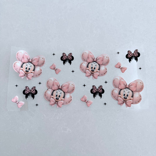 Single Sided UV DTF Wrap 16oz Tumbler Transfer (24cm x 11cm) mouse pink bow castle