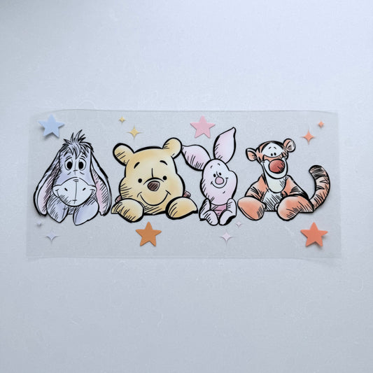 Double Sided UVDTF Wrap | 16oz Tumbler Transfer | 24cm x 11cm | Honey Bear & Friends | 66