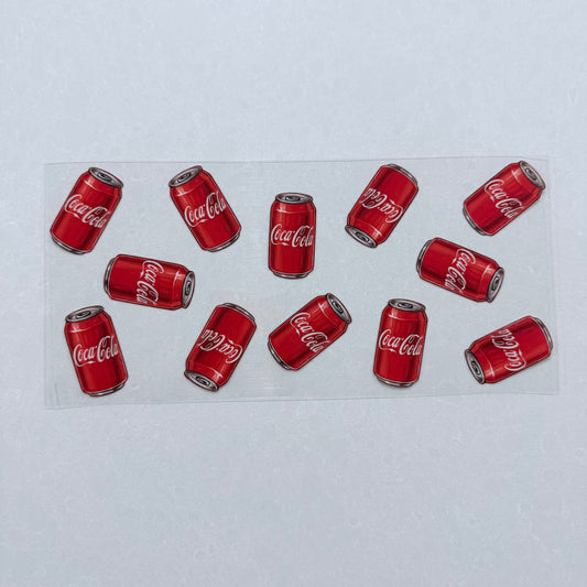 Single Sided UV DTF Wrap 16oz Tumbler Transfer (24cm x 11cm) cola red can