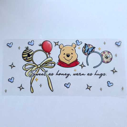 Double Sided UVDTF Wrap | 16oz Tumbler Transfer | 24cm x 11cm | Honey Bear & Friends | 74