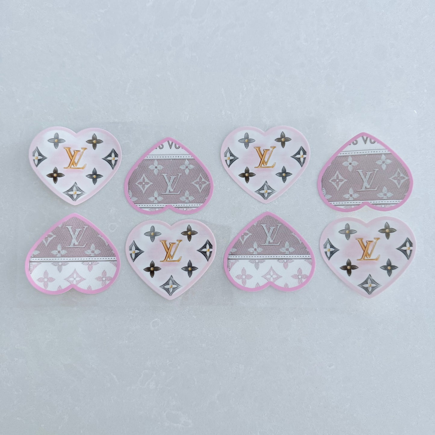 Single Sided UV DTF Wrap 16oz Tumbler Transfer (24cm x 11cm) designer lv pink hearts