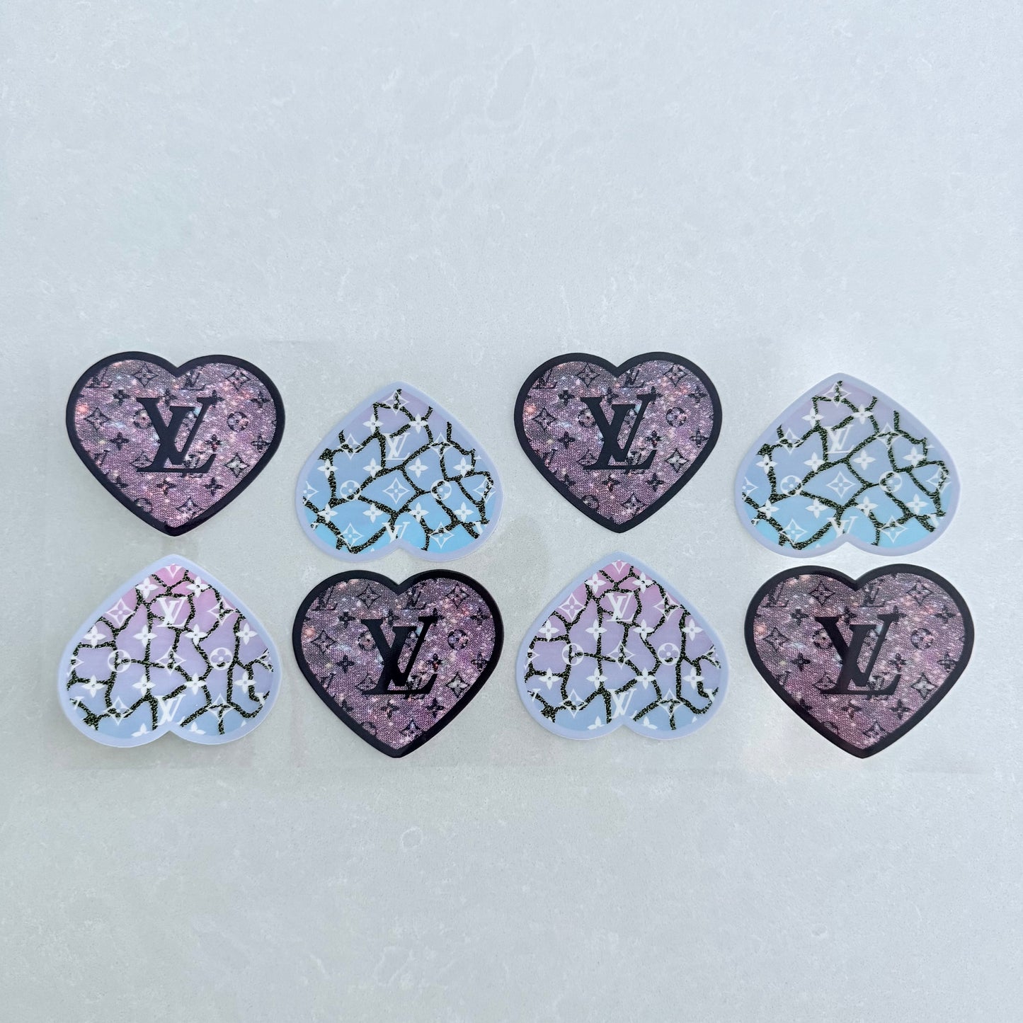 Single Sided UV DTF Wrap 16oz Tumbler Transfer (24cm x 11cm) designer lv purple hearts