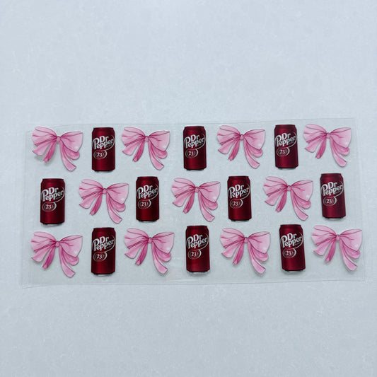 Single Sided UV DTF Wrap 16oz Tumbler Transfer (24cm x 11cm) dr p bows