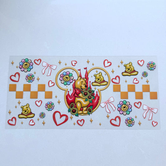 Double Sided UVDTF Wrap | 16oz Tumbler Transfer | 24cm x 11cm | Honey Bear & Friends | 86