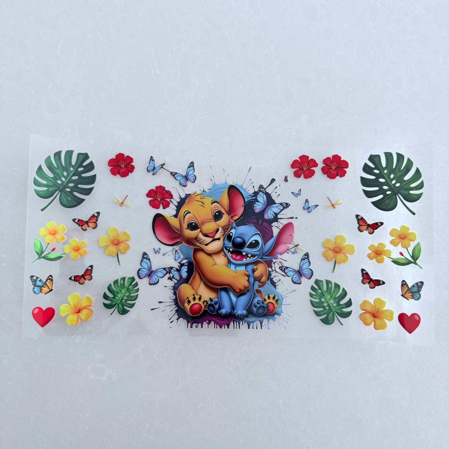 (Copy) Single Sided UV DTF Wrap 16oz Tumbler Transfer (24cm x 11cm) blue alien & lion