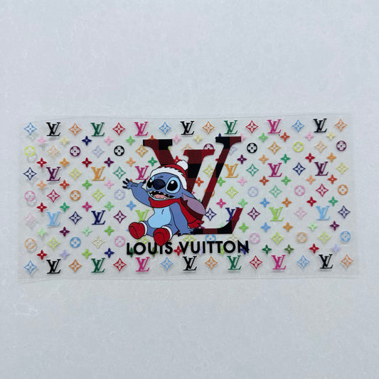 Single Sided UV DTF Wrap 16oz Tumbler Transfer (24cm x 11cm) designer blue alien lv sChristmas