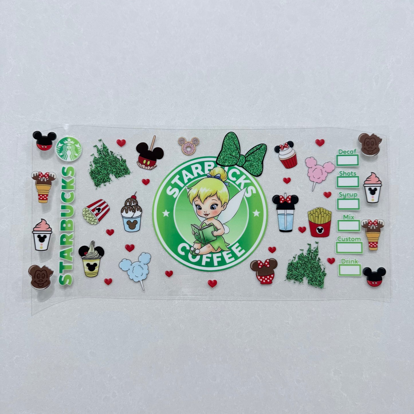 Single Sided UV DTF Wrap 16oz Tumbler Transfer (24cm x 11cm) starbies green fairy