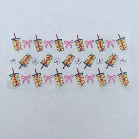 Single Sided UV DTF Wrap 16oz Tumbler Transfer (24cm x 11cm) ice coffee lemons