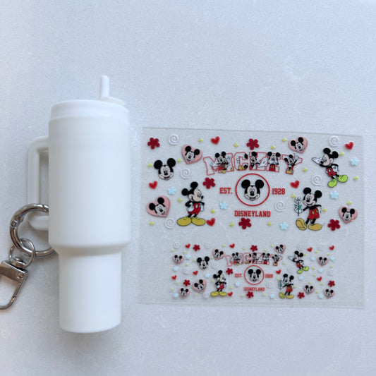 Premium UVDTF Wrap for Mini Tumbler Keychains | Durable, No-Weed Peel & Stick (mouse face)