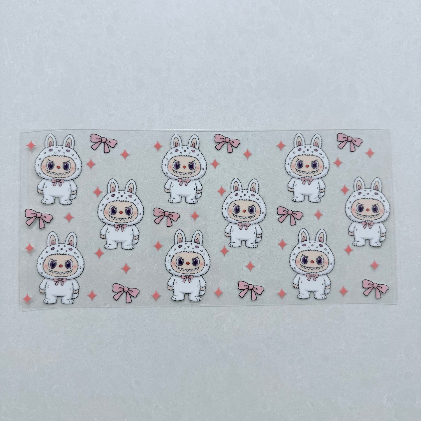 Single Sided UV DTF Wrap 16oz Tumbler Transfer (24cm x 11cm) white labubu