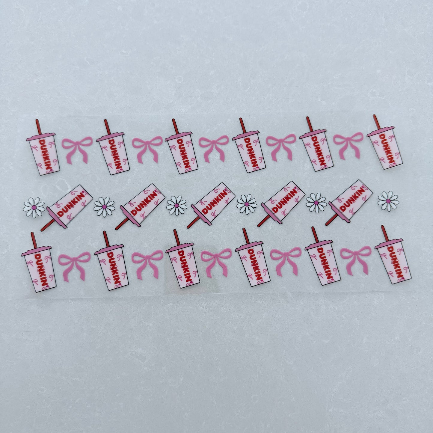 Single Sided UV DTF Wrap 16oz Tumbler Transfer (24cm x 11cm) ice coffee pink bows