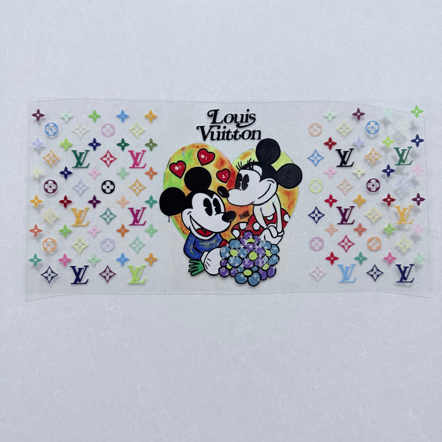 Single Sided UV DTF Wrap 16oz Tumbler Transfer (24cm x 11cm) Designer vintage mouses lv