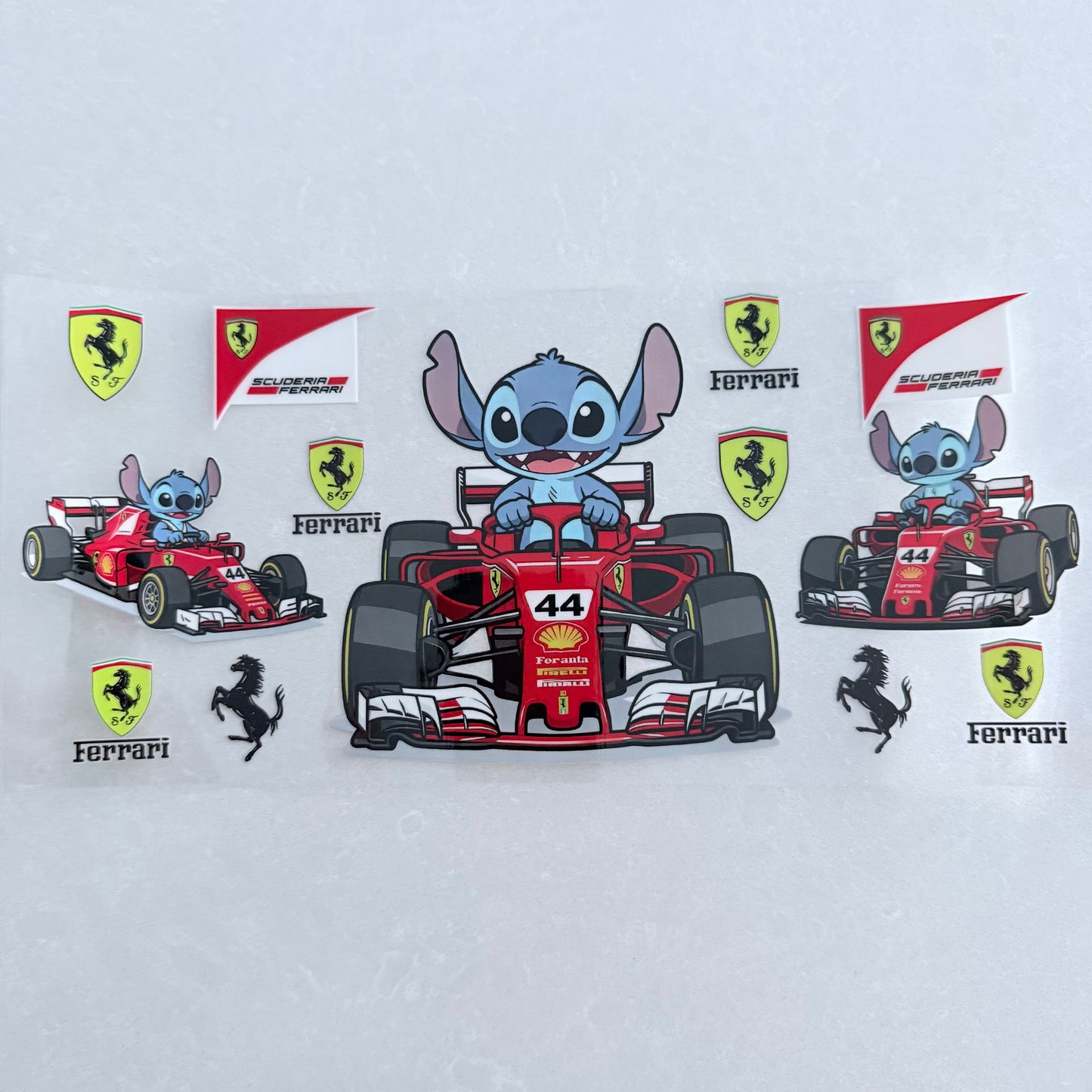 Single Sided UV DTF Wrap 16oz Tumbler Transfer (24cm x 11cm) blue alien race car