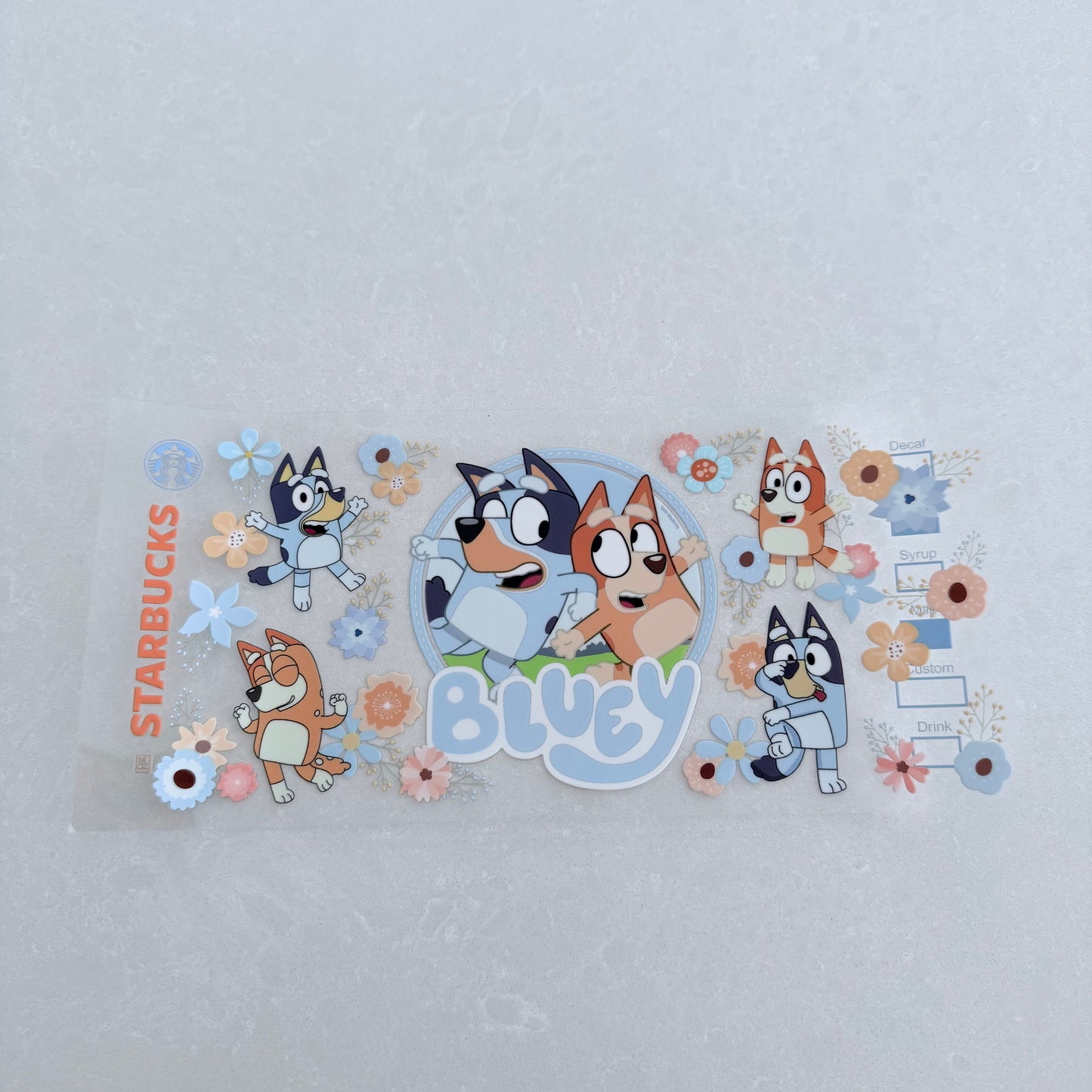 Single Sided UV DTF Wrap 16oz Tumbler Transfer (24cm x 11cm) blue dog 2