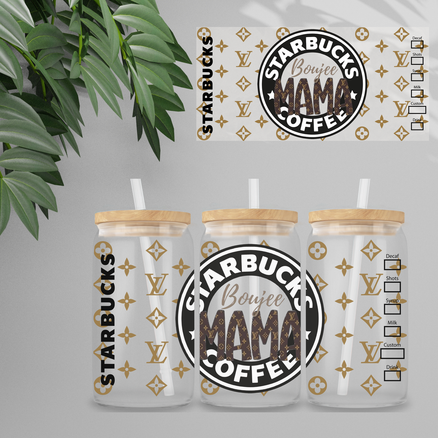 Double Sided UV DTF Wrap 16oz Tumbler Transfer (24cm x 11cm) Design 93