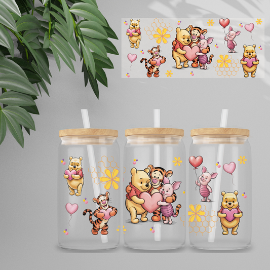 Double Sided UVDTF Wrap | 16oz Tumbler Transfer | 24cm x 11cm | Honey Bear & Friends | 11