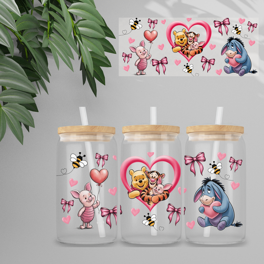 Double Sided UVDTF Wrap | 16oz Tumbler Transfer | 24cm x 11cm | Honey Bear & Friends | 10
