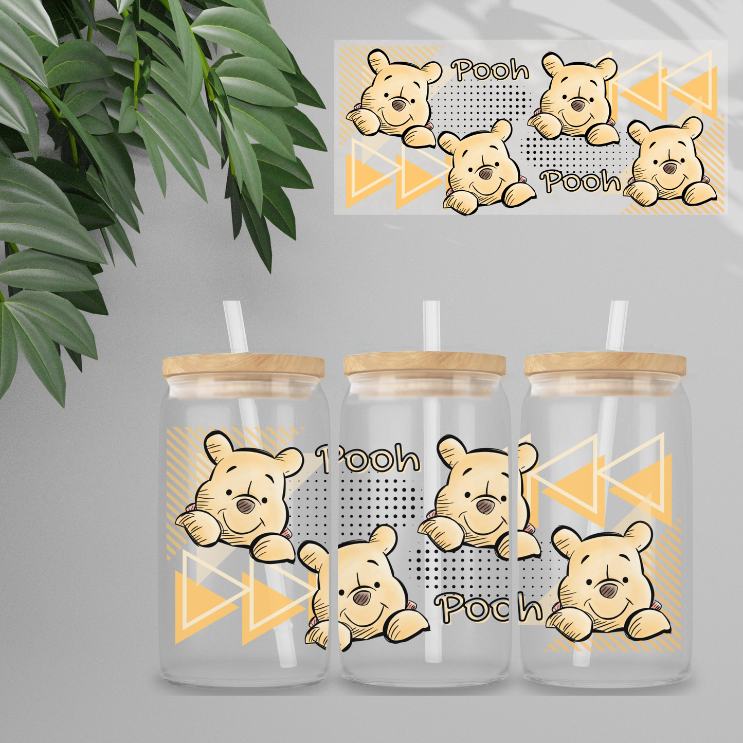 Double Sided UVDTF Wrap | 16oz Tumbler Transfer | 24cm x 11cm | Honey Bear & Friends | 16