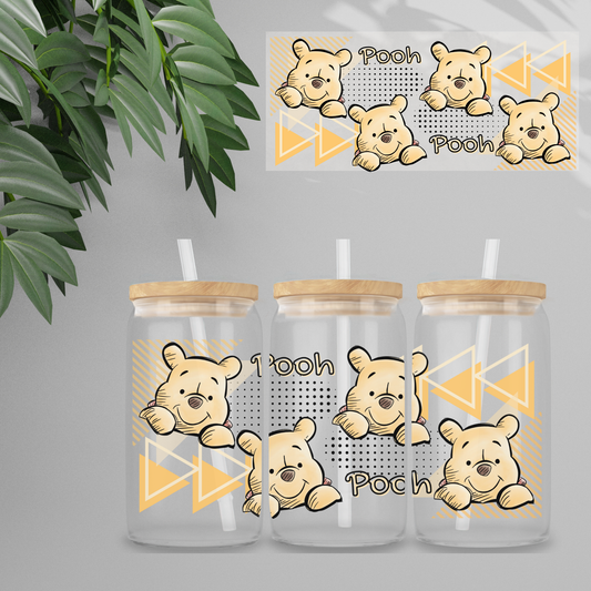 Double Sided UVDTF Wrap | 16oz Tumbler Transfer | 24cm x 11cm | Honey Bear & Friends | 16