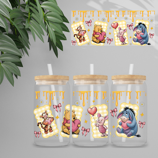 Double Sided UVDTF Wrap | 16oz Tumbler Transfer | 24cm x 11cm | Honey Bear & Friends | 13