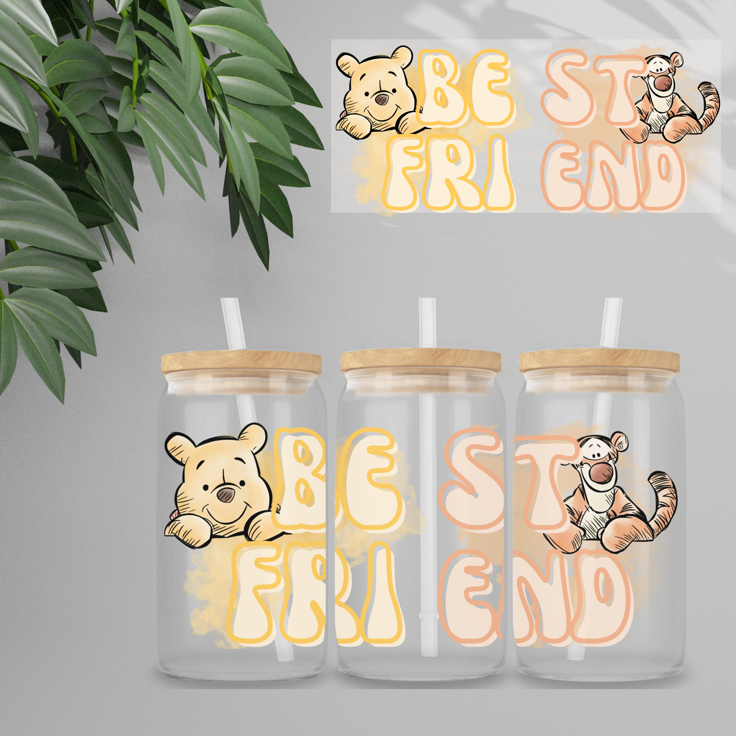 Double Sided UVDTF Wrap | 16oz Tumbler Transfer | 24cm x 11cm | Honey Bear & Friends | 23