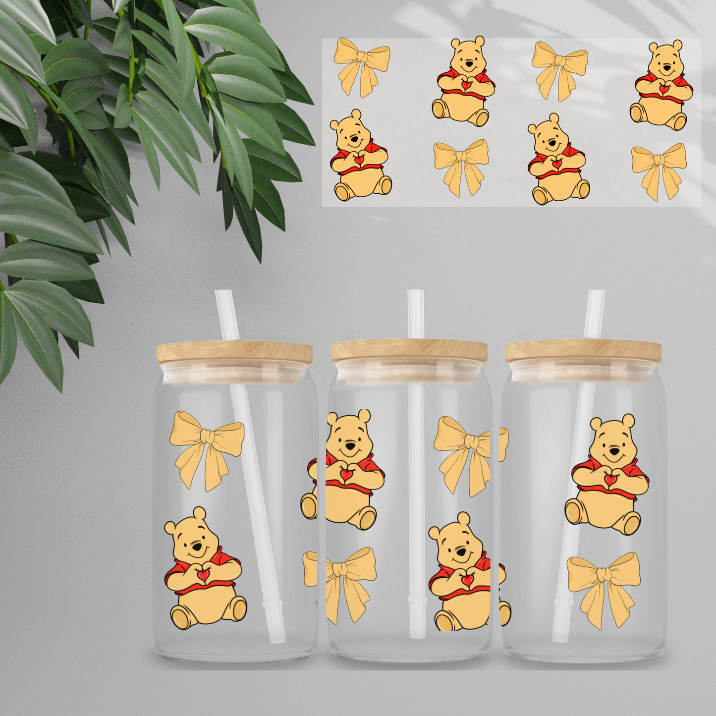 Double Sided UVDTF Wrap | 16oz Tumbler Transfer | 24cm x 11cm | Honey Bear & Friends | 38