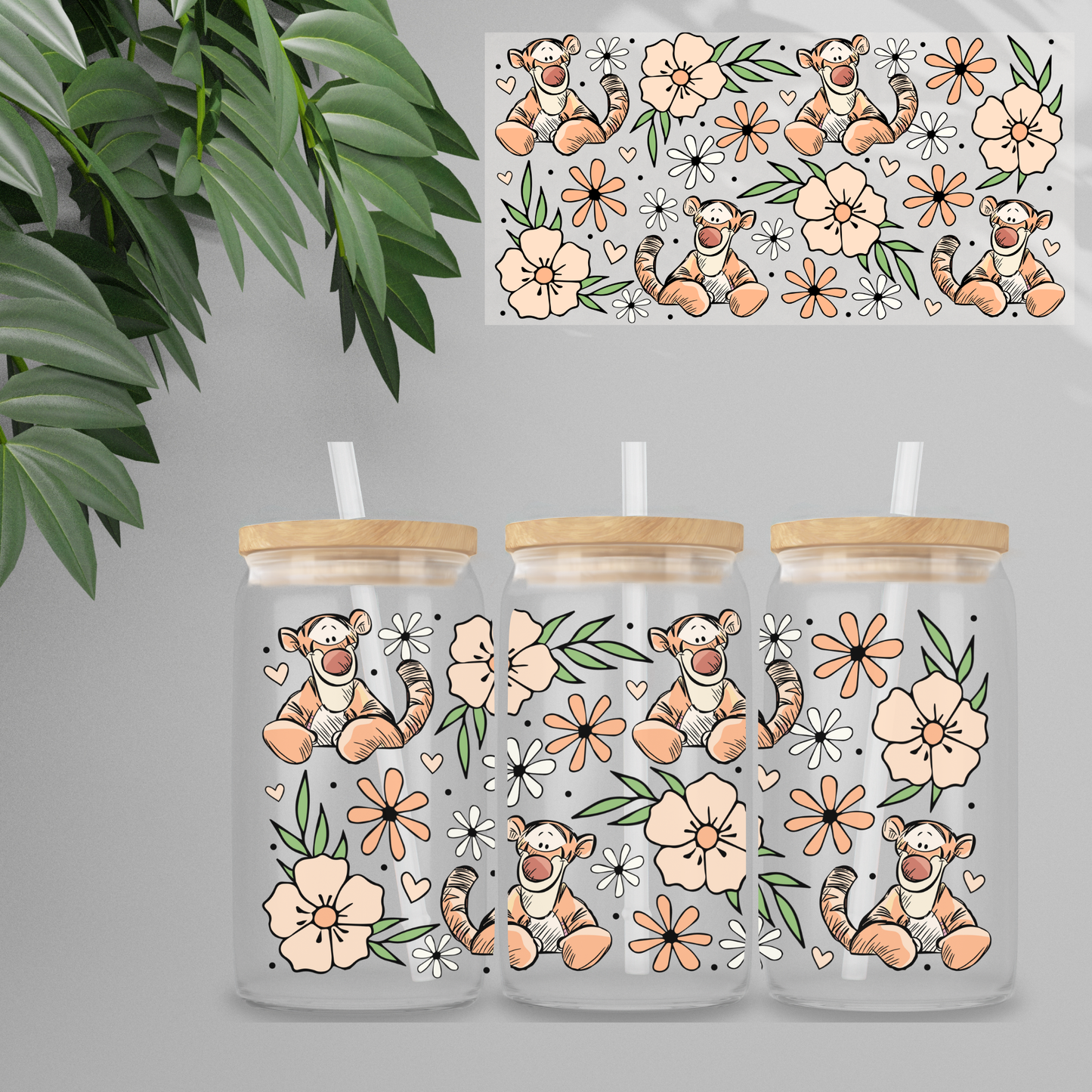 Double Sided UVDTF Wrap | 16oz Tumbler Transfer | 24cm x 11cm | Honey Bear & Friends | 43