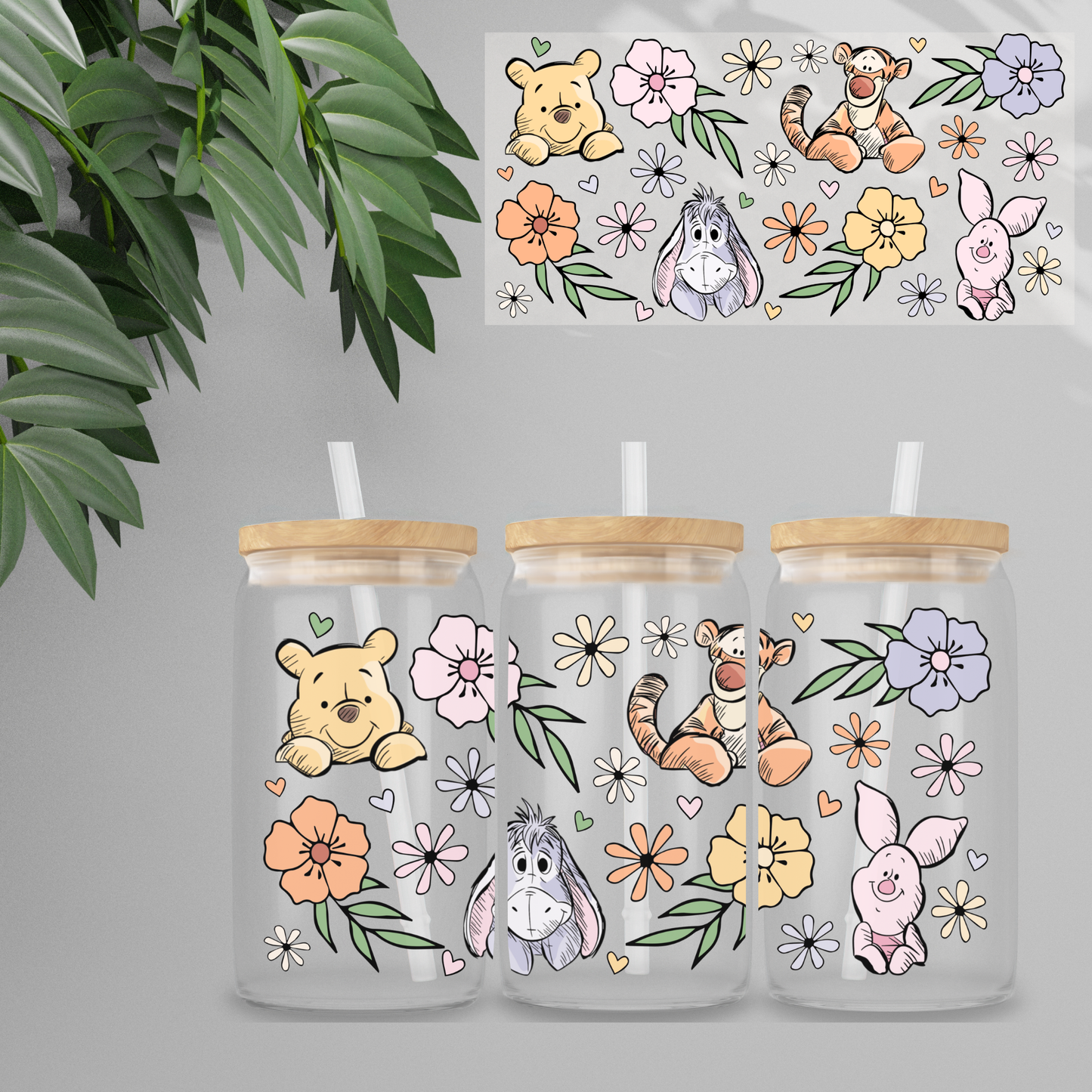 Double Sided UVDTF Wrap | 16oz Tumbler Transfer | 24cm x 11cm | Honey Bear & Friends | 46