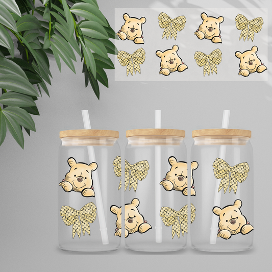 Double Sided UVDTF Wrap | 16oz Tumbler Transfer | 24cm x 11cm | Honey Bear & Friends | 110