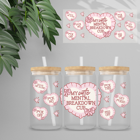 Double Sided UVDTF Wrap | 16oz Tumbler Transfer | 24cm x 11cm | Cutesy 14