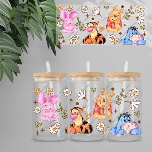 Double Sided UVDTF Wrap | 16oz Tumbler Transfer | 24cm x 11cm | Honey Bear & Friends | 95