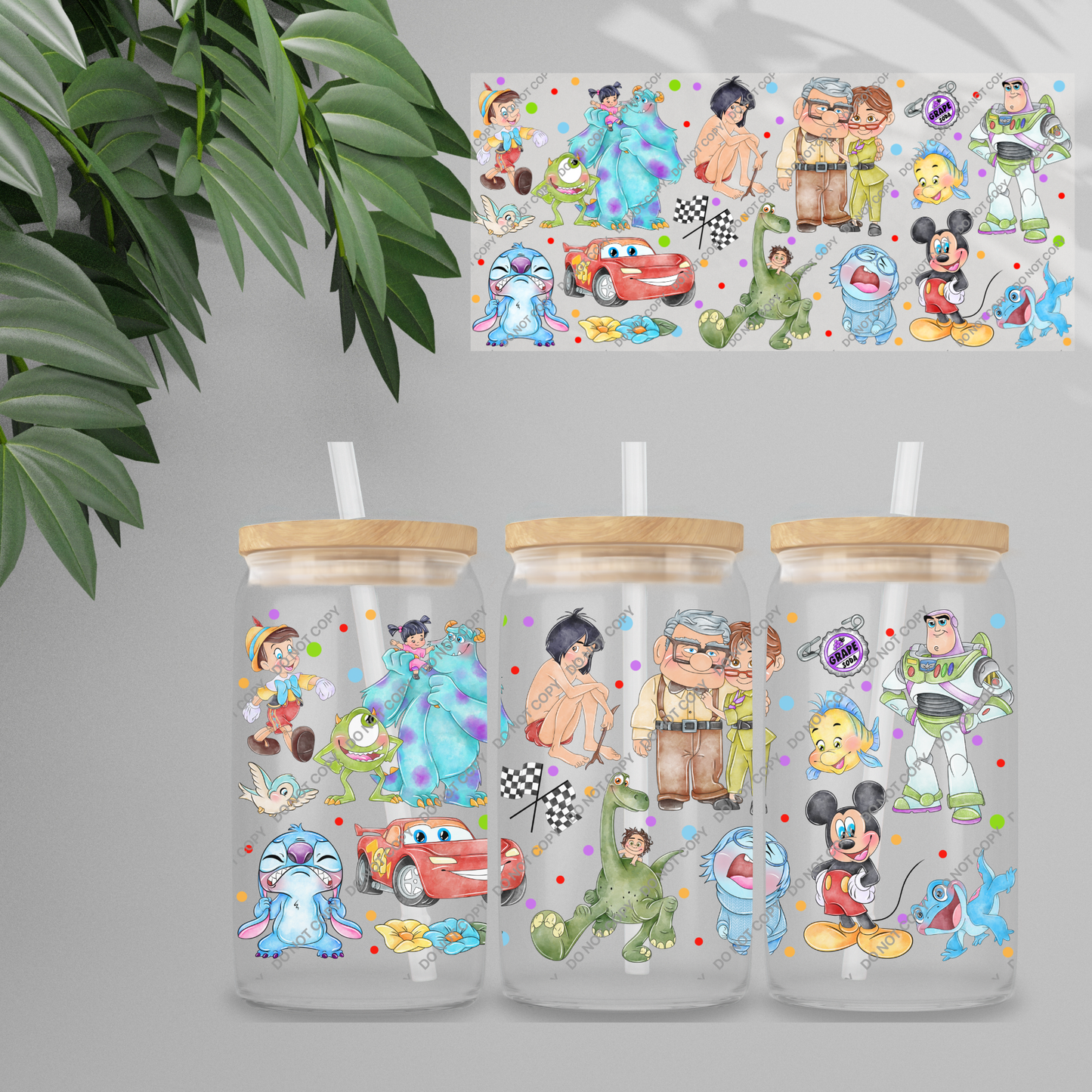 Double Sided UVDTF Wrap | 16oz Tumbler Transfer | 24cm x 11cm | characters 36