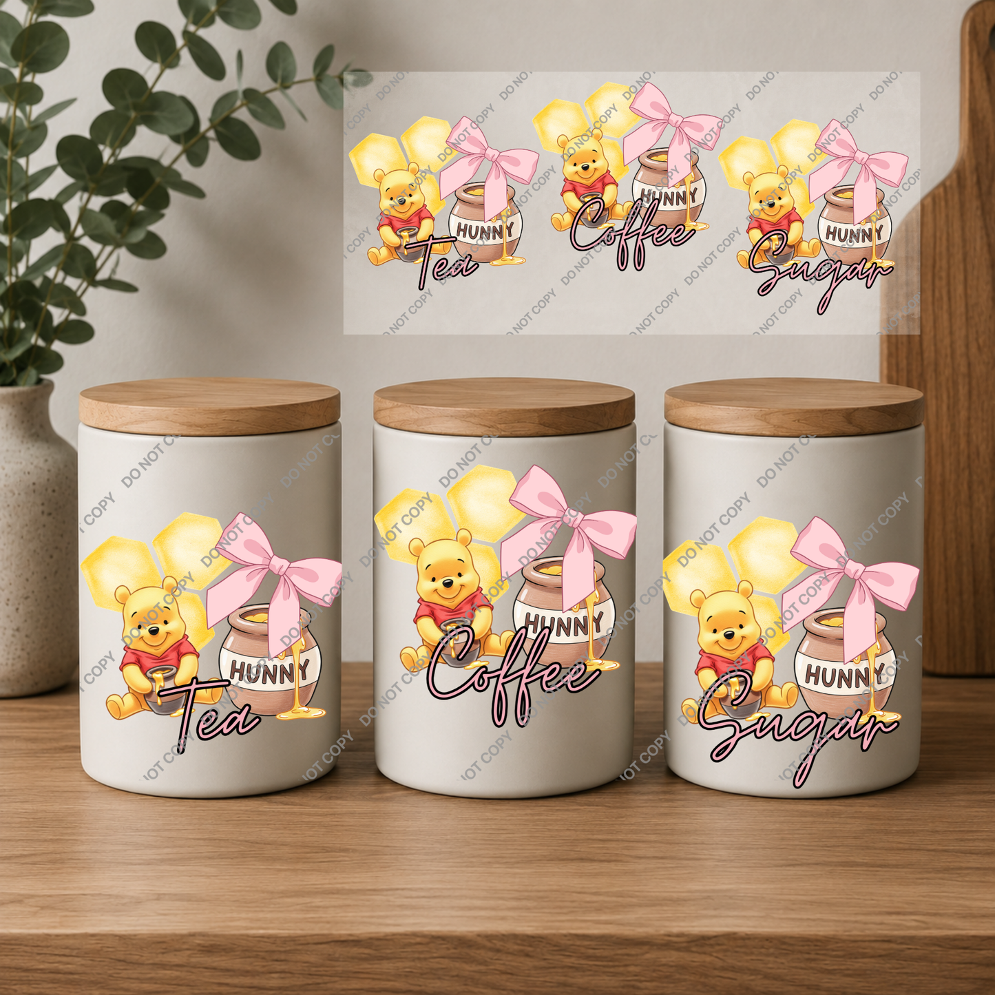 Tea, Coffee & Sugar Canister | UVDTF Wrap Set | Design 2