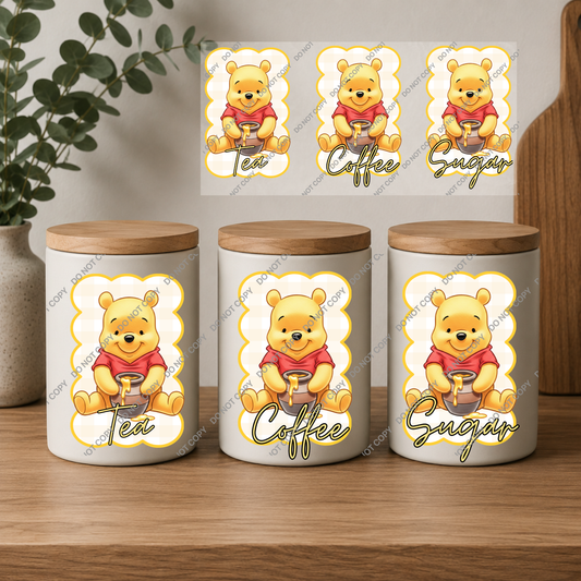 Tea, Coffee & Sugar Canister | UVDTF Wrap Set | Design 1