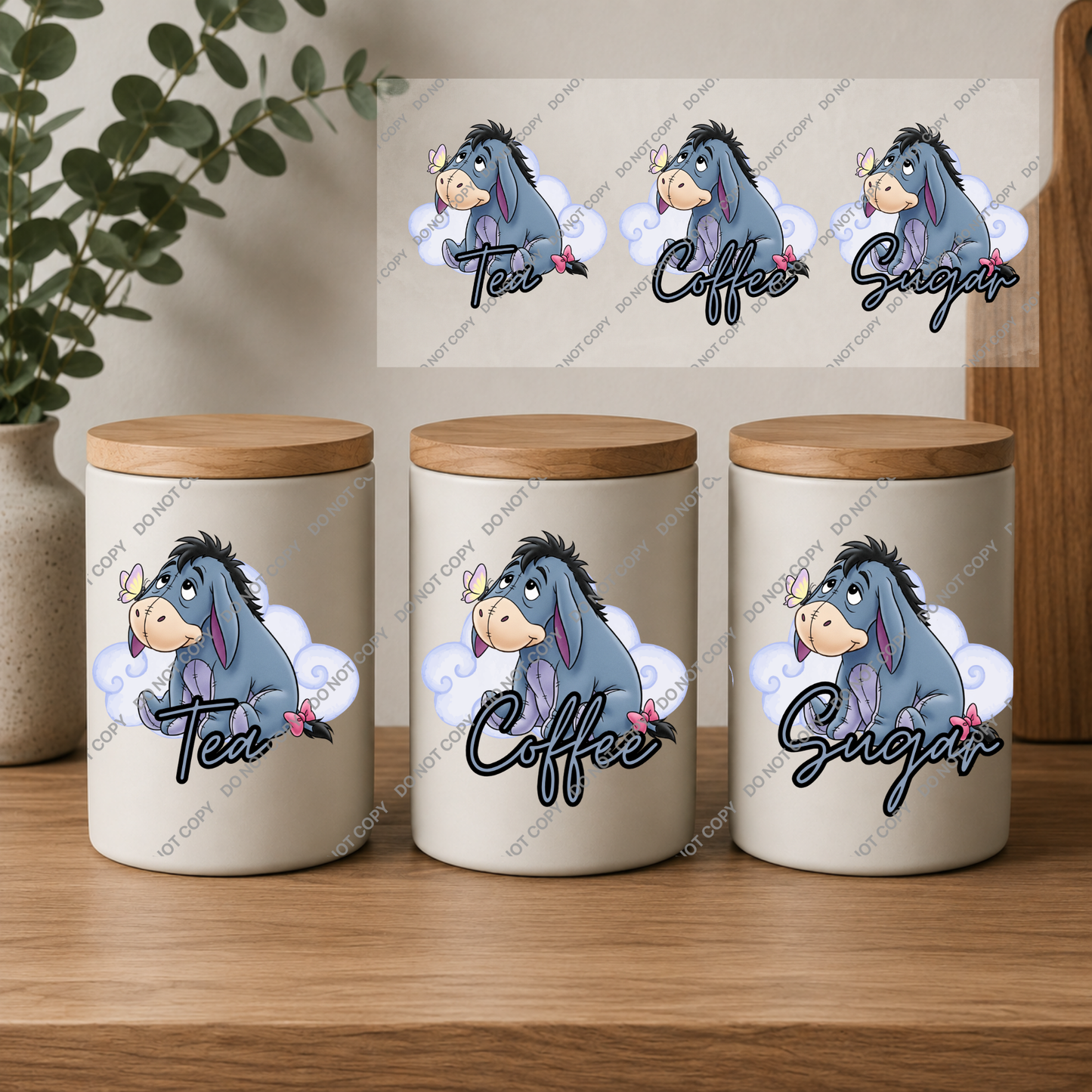 Tea, Coffee & Sugar Canister | UVDTF Wrap Set | Design 6