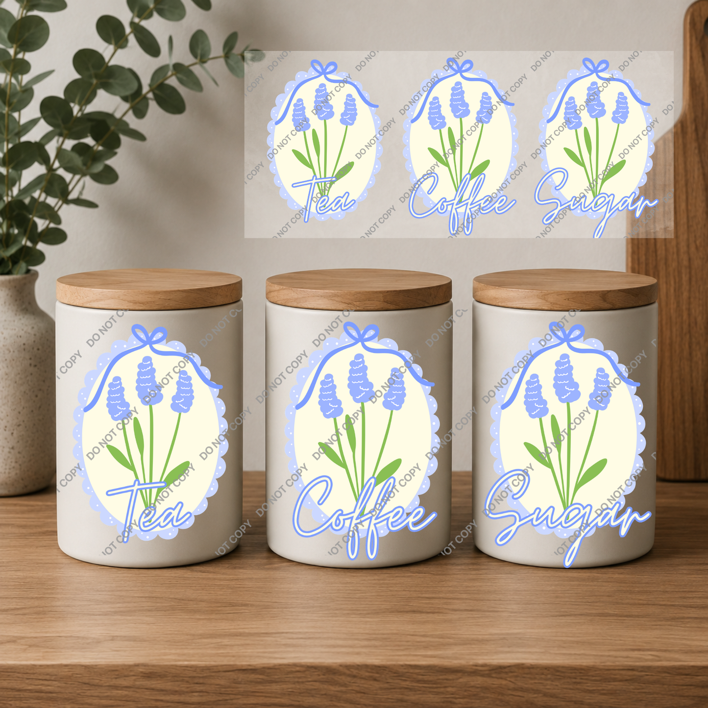 Tea, Coffee & Sugar Canister | UVDTF Wrap Set | Design 8