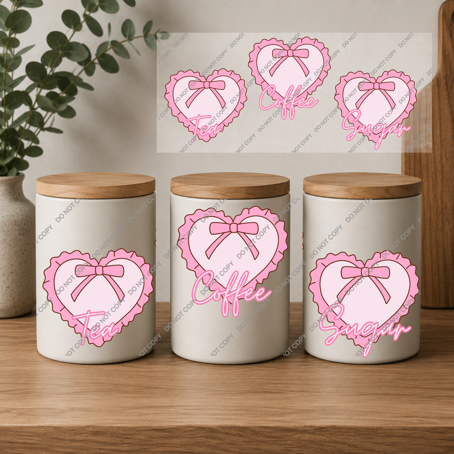 Tea, Coffee & Sugar Canister | UVDTF Wrap Set | Design 3