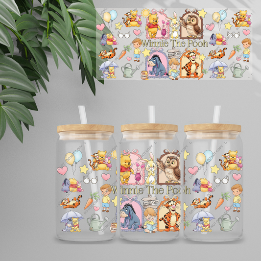 Double Sided UVDTF Wrap | 16oz Tumbler Transfer | 24cm x 11cm | Honey Bear & Friends | 117