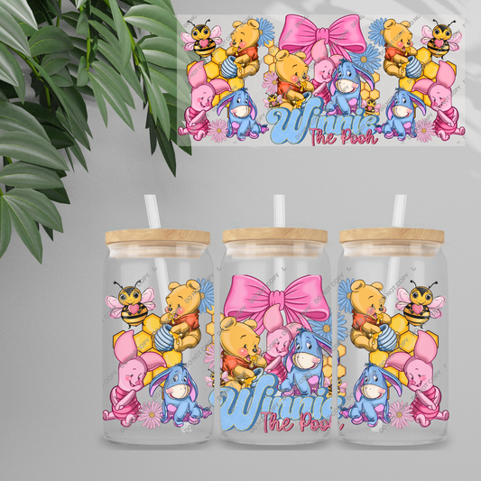 Double Sided UVDTF Wrap | 16oz Tumbler Transfer | 24cm x 11cm | Honey Bear & Friends | 118